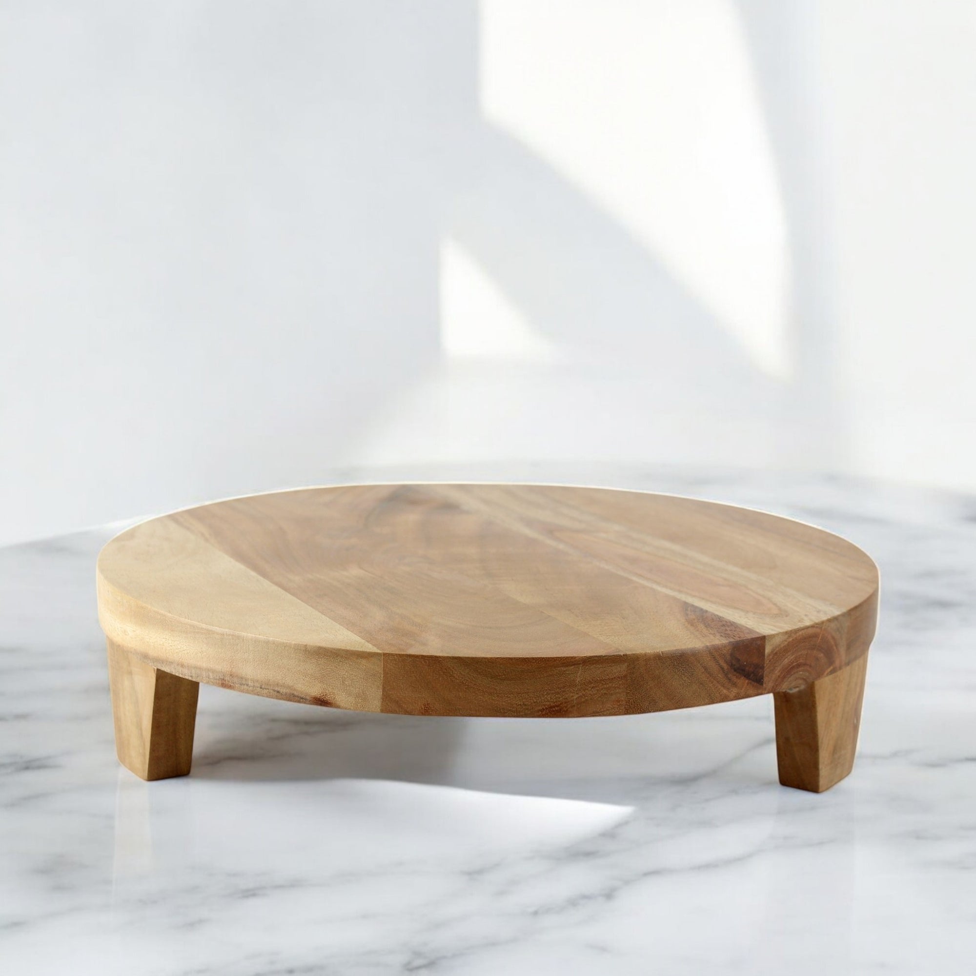 Lakkad Baaz Wooden Cake Stand | 30.5 cm Round Dessert Platter