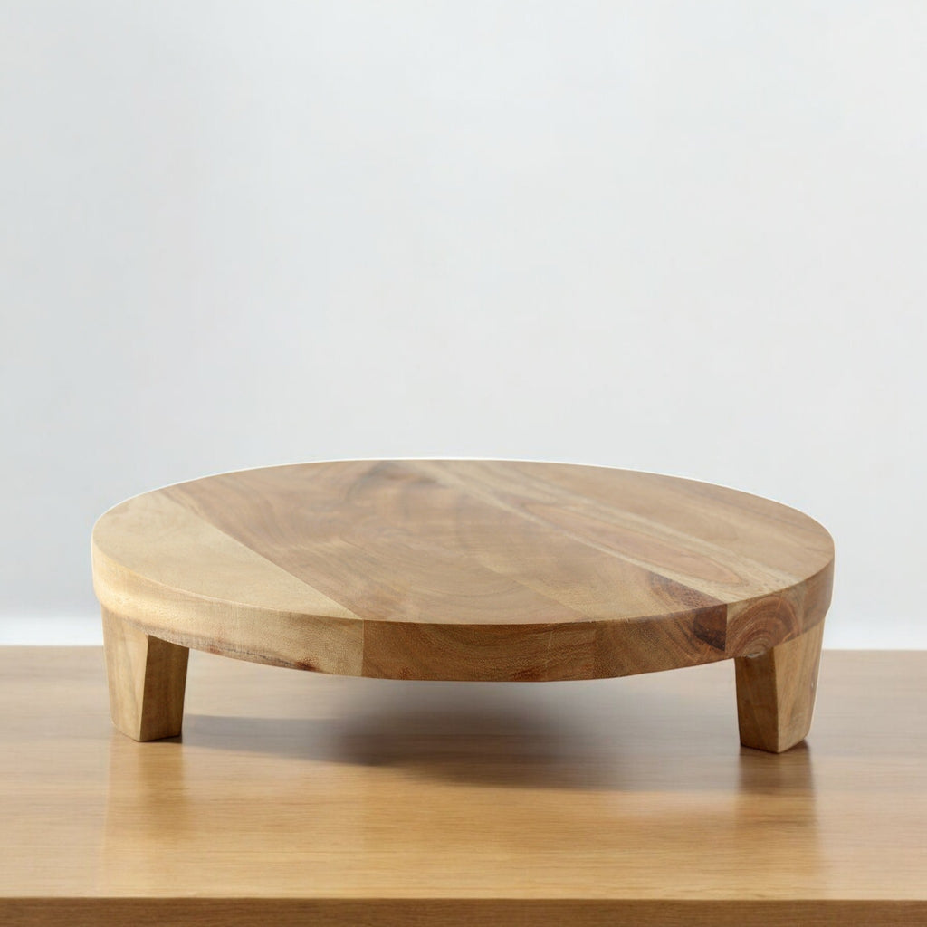 Lakkad Baaz Wooden Cake Stand | 30.5 cm Round Dessert Platter