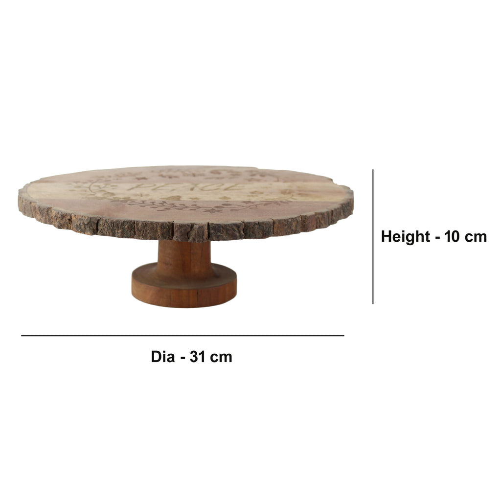 Lakkad Baaz Wooden Cake Stand | 31 cm Round Dessert Platter