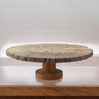 Lakkad Baaz Wooden Cake Stand | 31 cm Round Dessert Platter