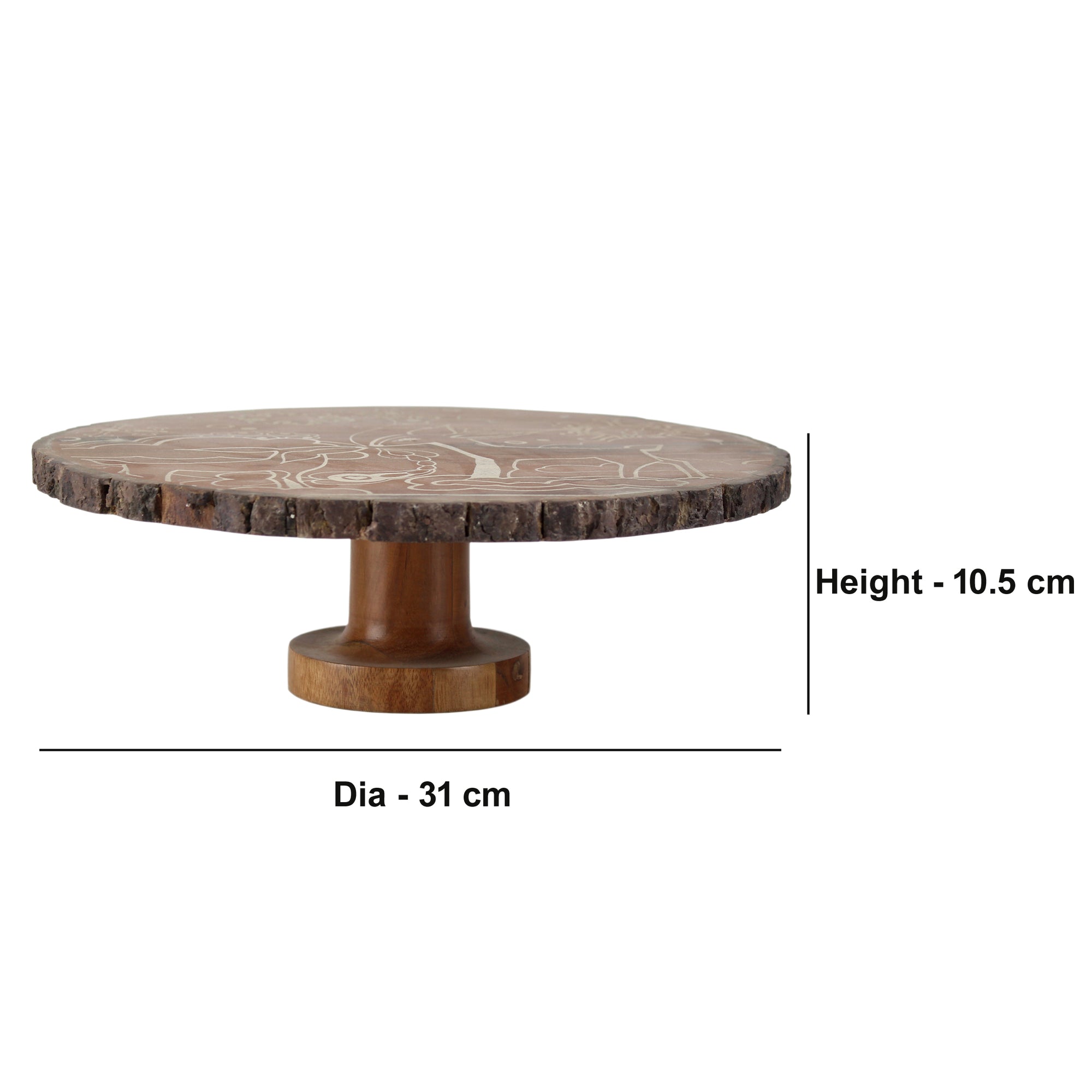 Lakkad Baaz Wooden Cake Stand | 31 cm Round Dessert Platter