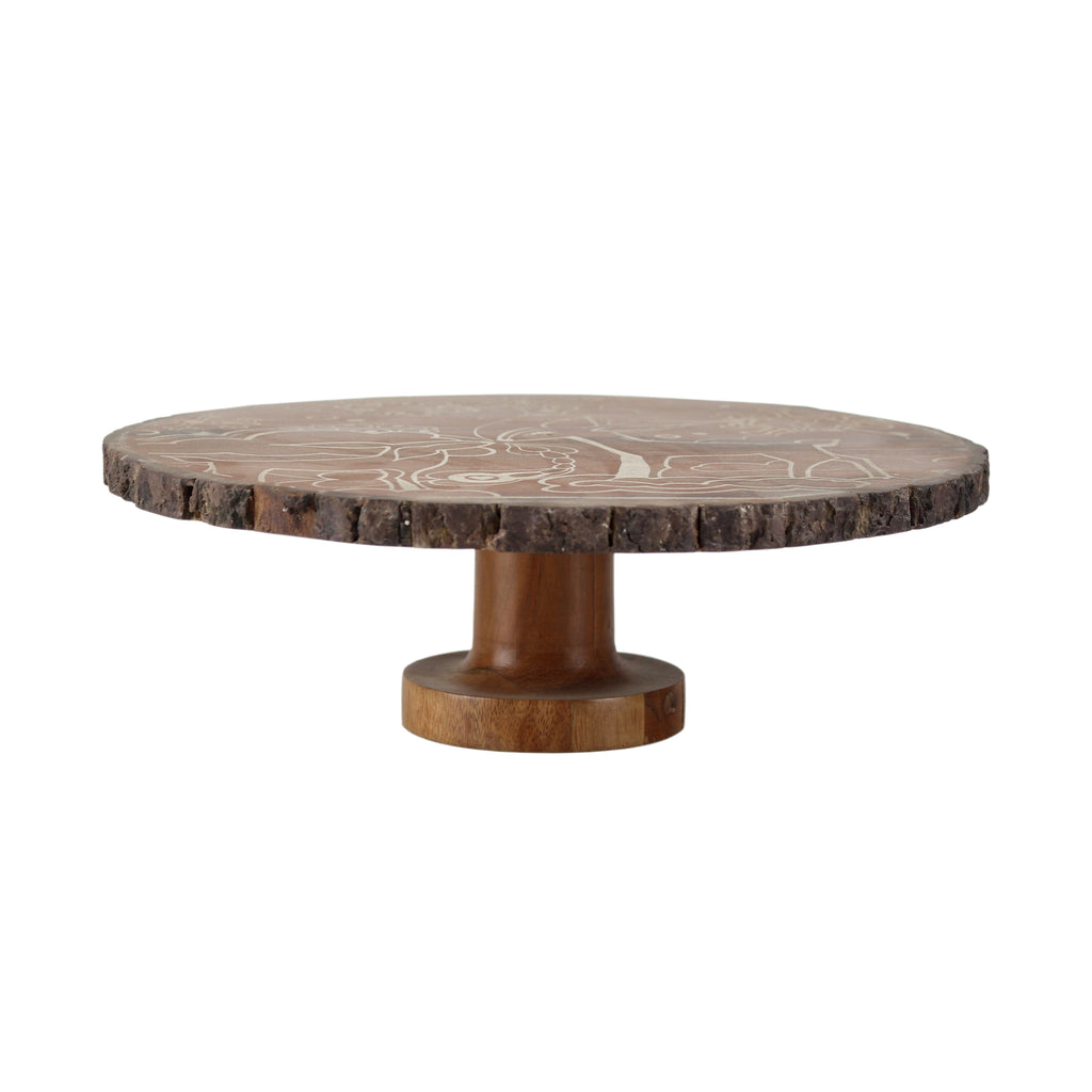 Lakkad Baaz Wooden Cake Stand | 31 cm Round Dessert Platter