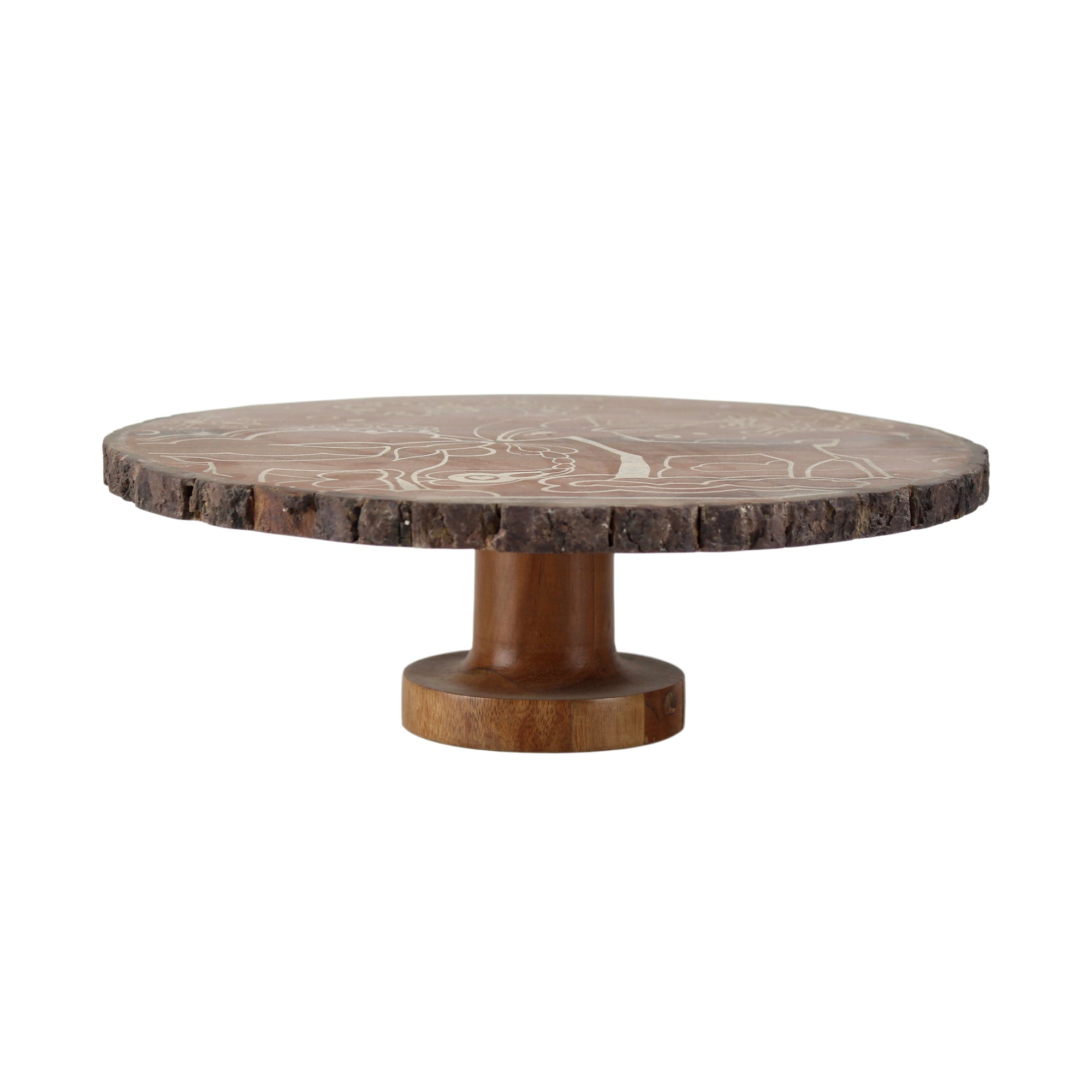 Lakkad Baaz Wooden Cake Stand | 31 cm Round Dessert Platter