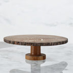Lakkad Baaz Wooden Cake Stand | 31 cm Round Dessert Platter