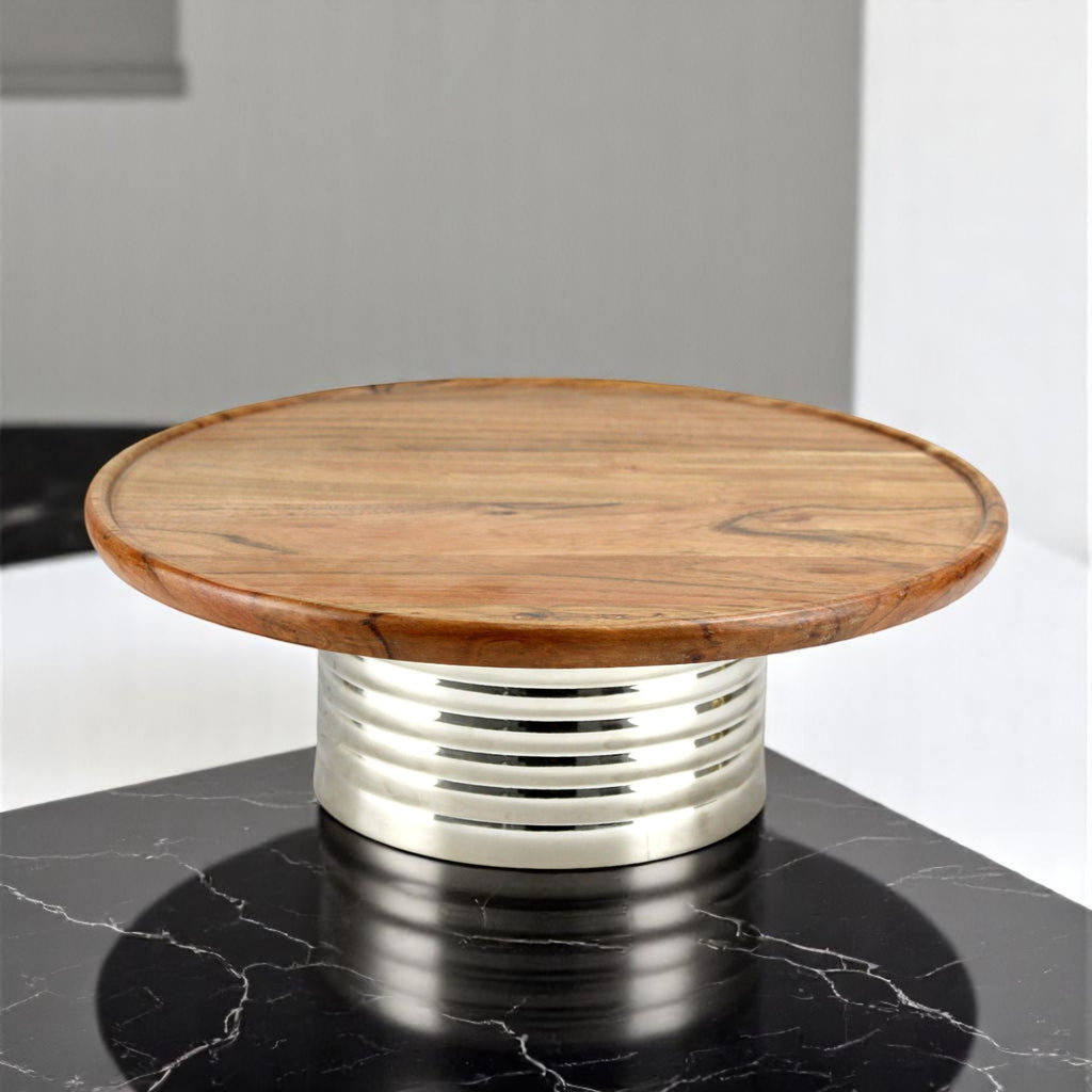 Lakkad Baaz Wooden Cake Stand with Silver Base