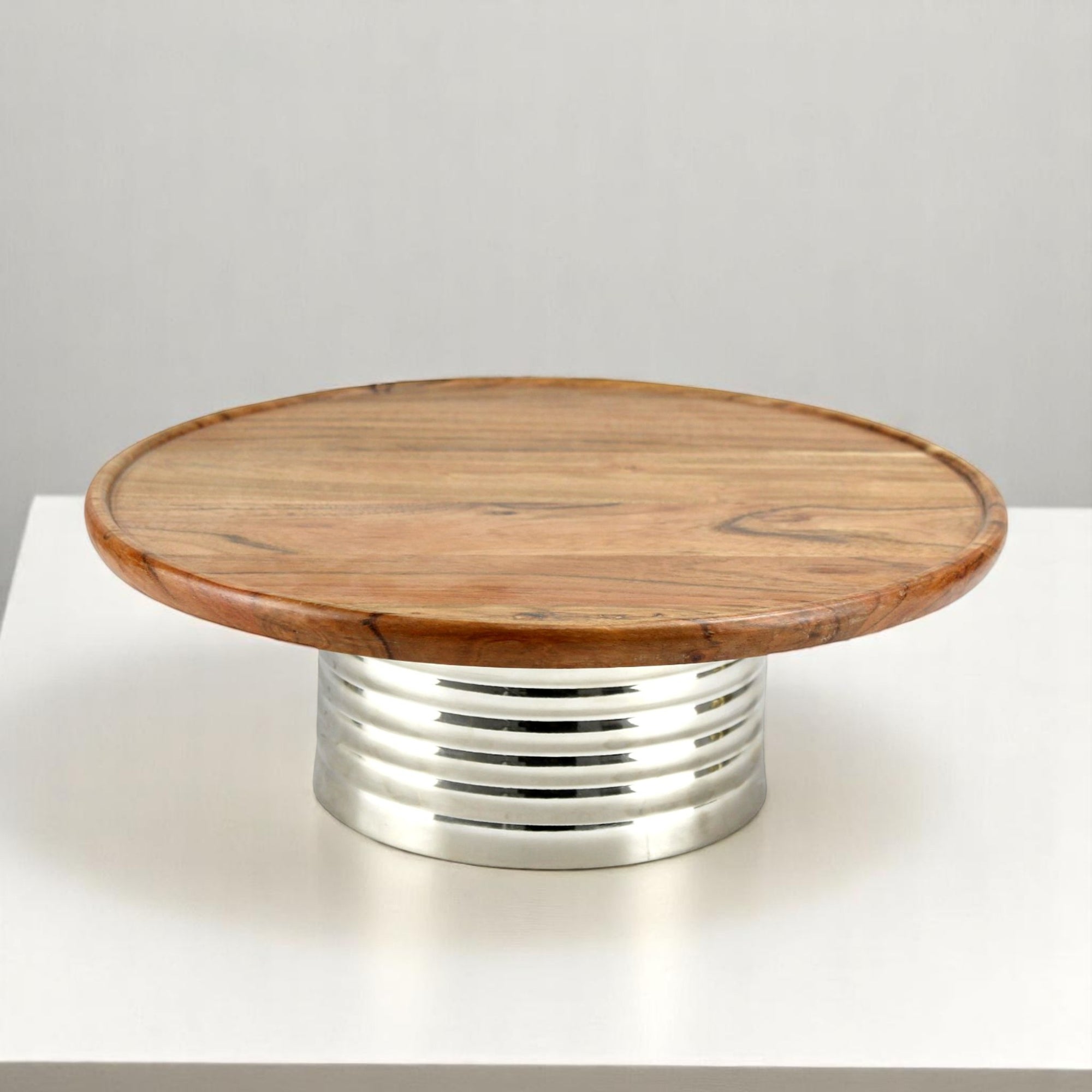 Lakkad Baaz Wooden Cake Stand with Silver Base
