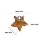 Star-Shaped Mango Wood Decorative Tray with aluminium Star Accent