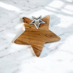 Star-Shaped Mango Wood Decorative Tray with aluminium Star Accent