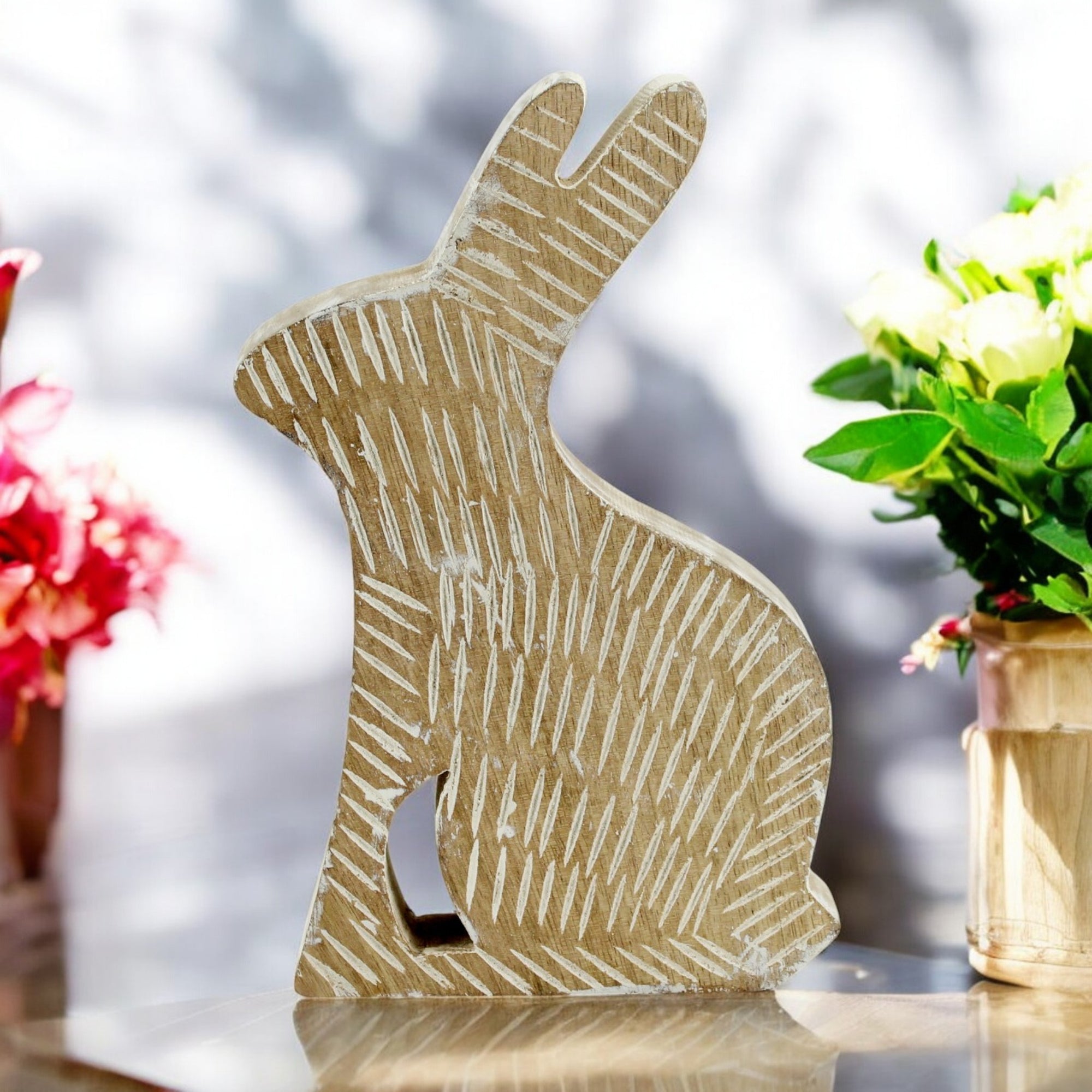 Wooden Rabbit Figurine