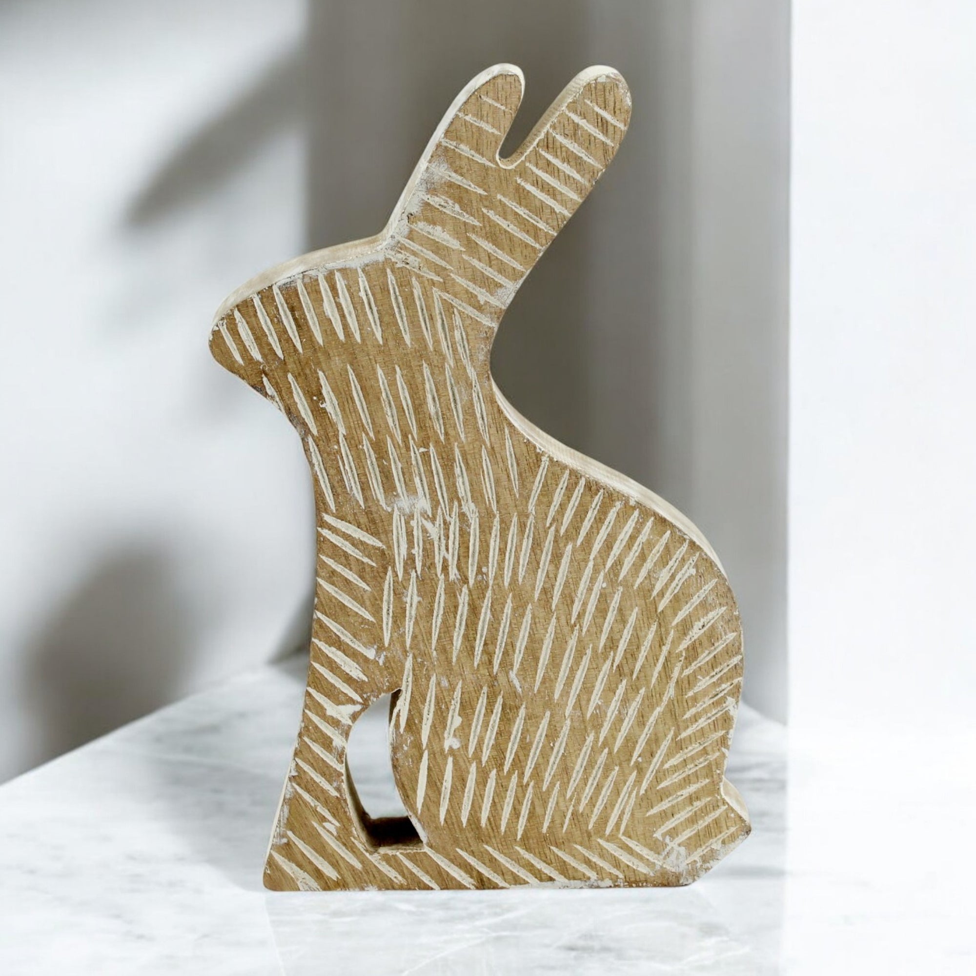 Wooden Rabbit Figurine