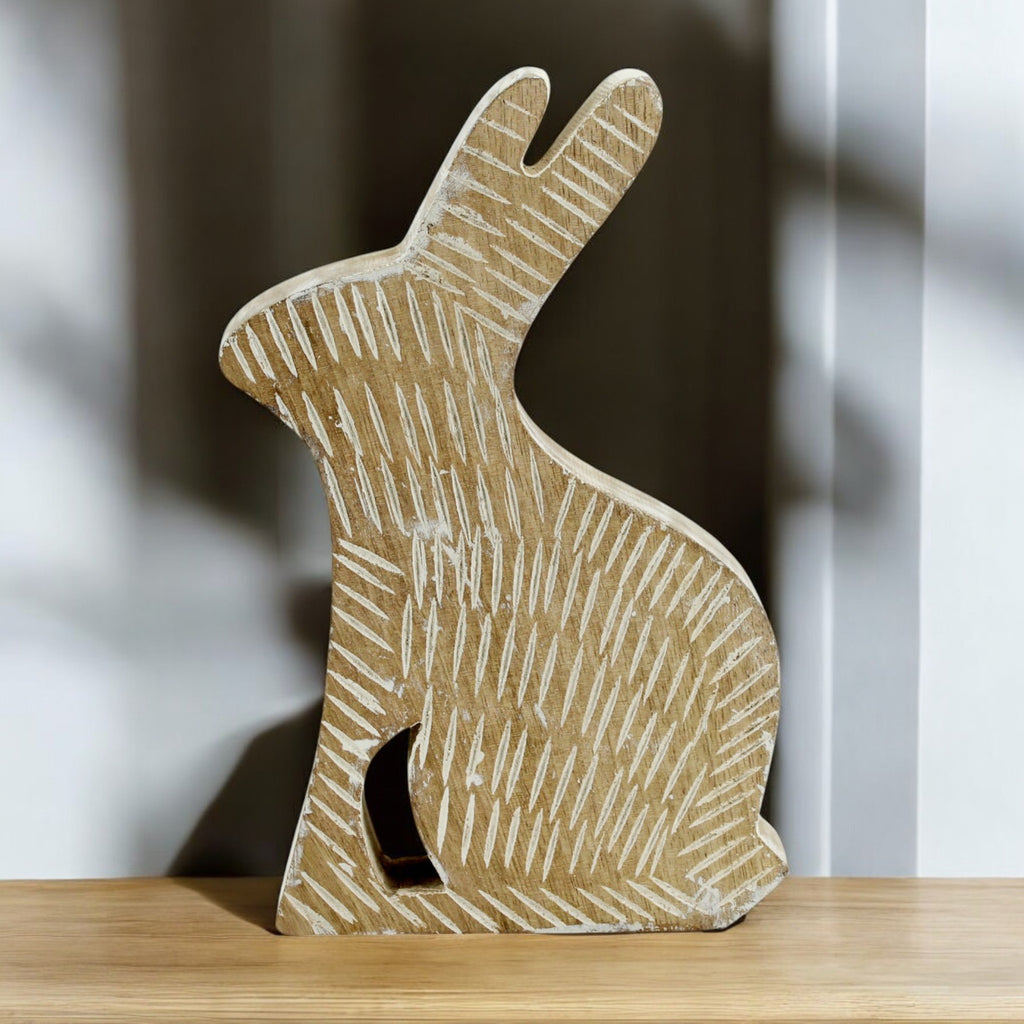 Wooden Rabbit Figurine