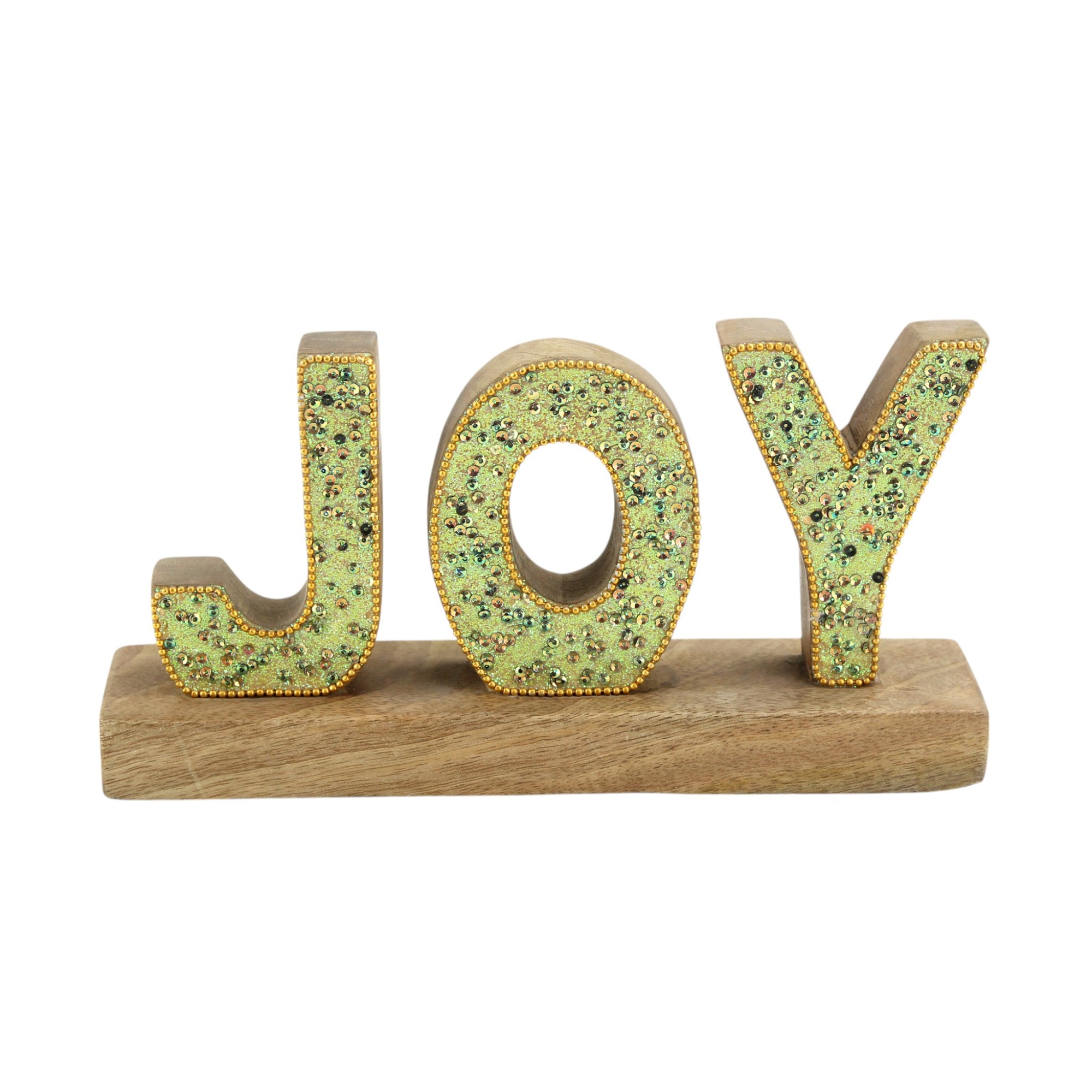 JOY Handcrafted Mango Wood Decorative Word Art