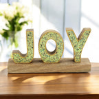 JOY Handcrafted Mango Wood Decorative Word Art
