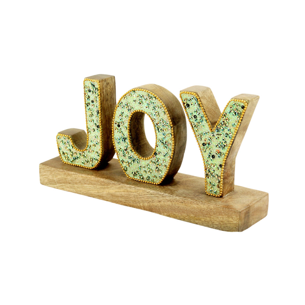 JOY Handcrafted Mango Wood Decorative Word Art
