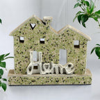 Wood House Figurine with 'Home' Text