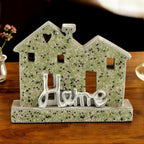 Wood House Figurine with 'Home' Text