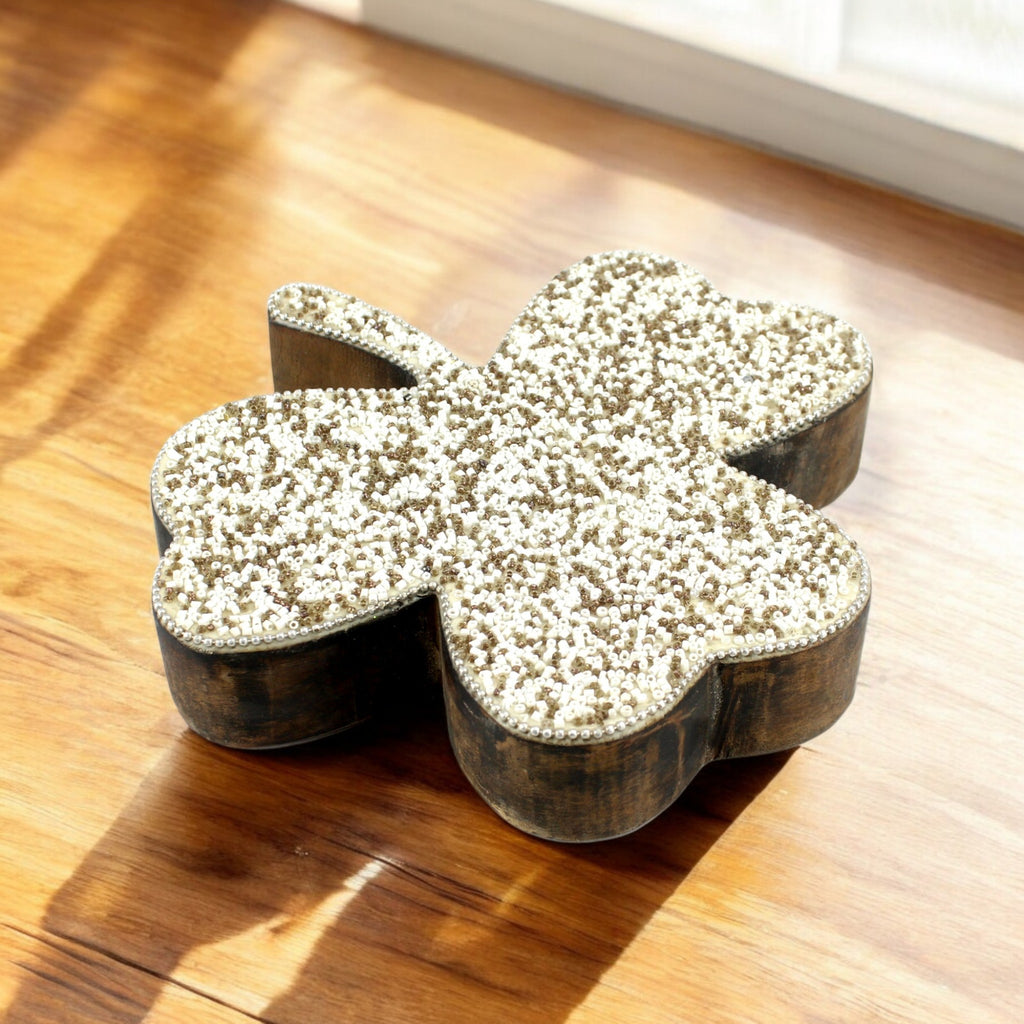 Mango Wood Four-Leaf Clover Decorative Accent