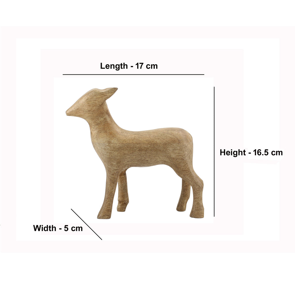 Wood Deer Figurine