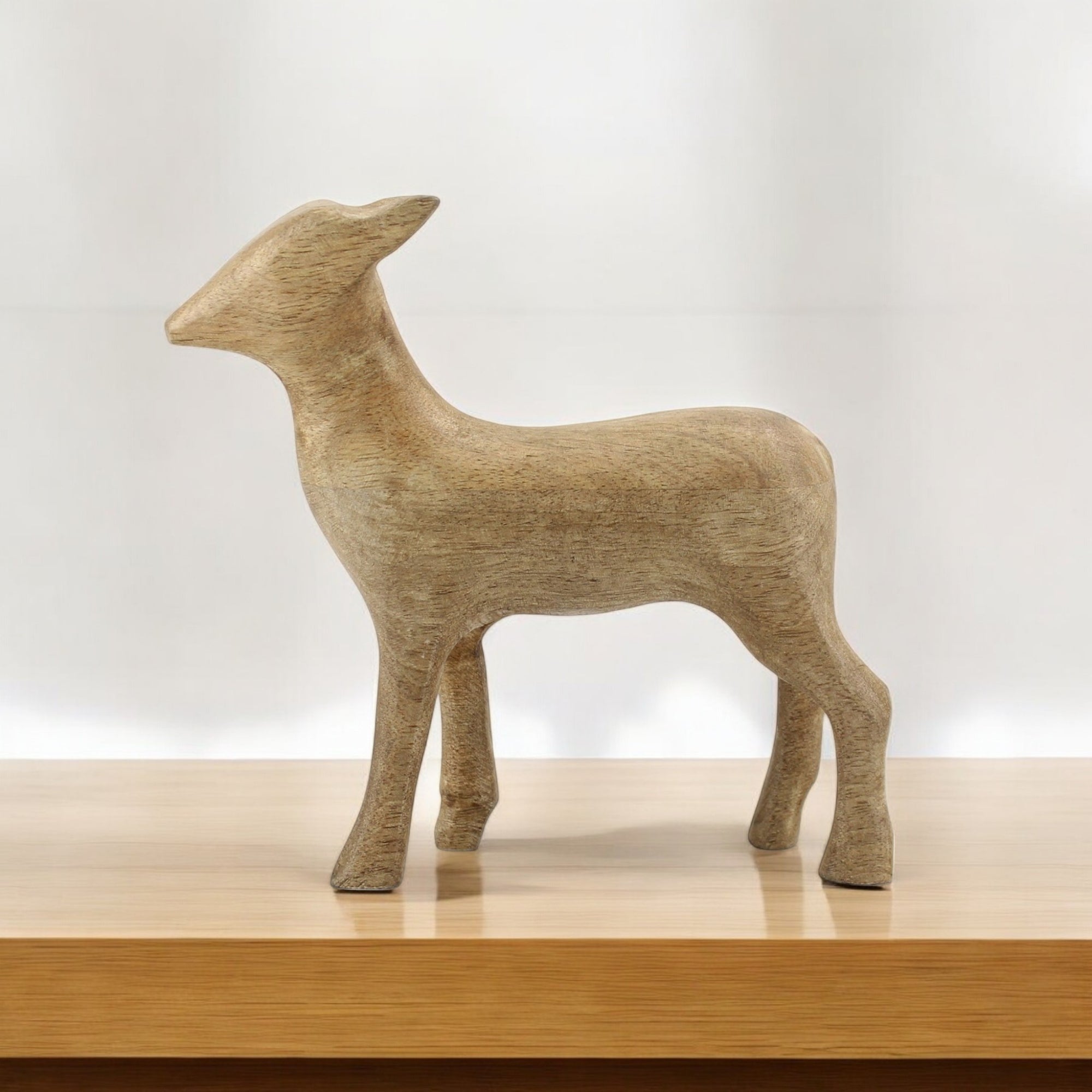 Wood Deer Figurine