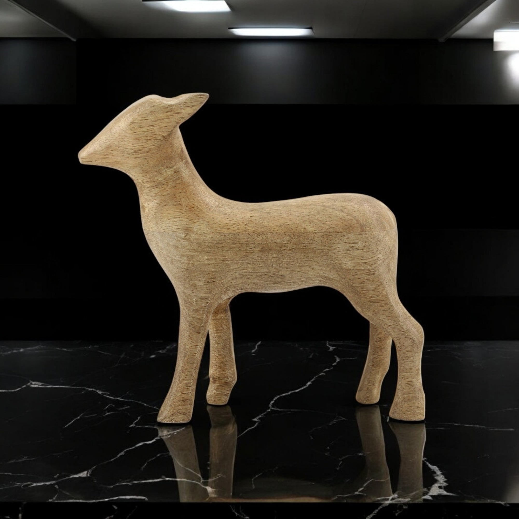 Wood Deer Figurine