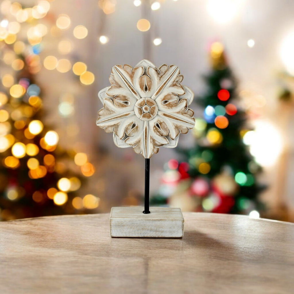 Wood Four-Leaf Decorative Accent