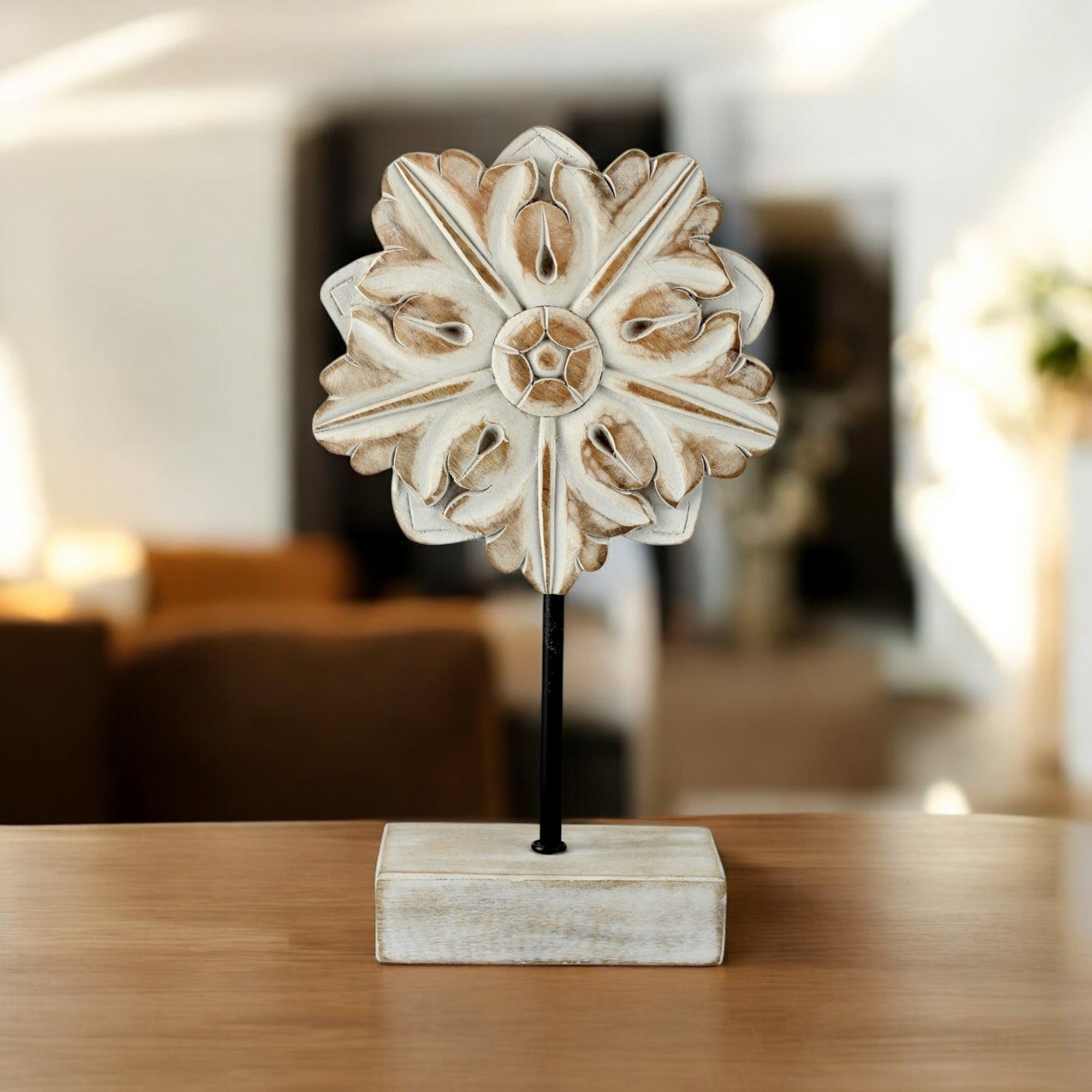 Wood Four-Leaf Decorative Accent