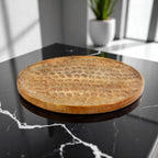 Wood Round Textured Serving Tray