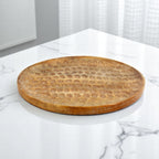 Wood Round Textured Serving Tray