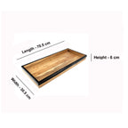 Wood Serving Tray with Sleek Black Resin Border