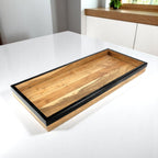 Wood Serving Tray with Sleek Black Resin Border