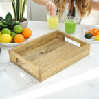 Wood Serving Tray with Cutout Handles