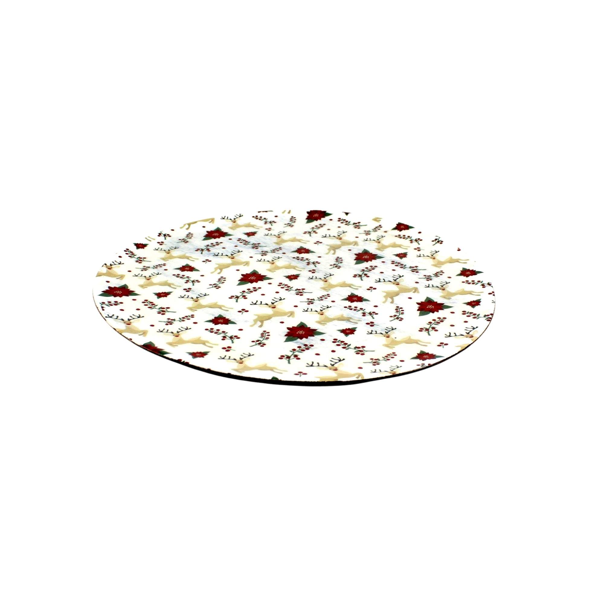 Themed Round Mango Wood Pizza/Serving Tray with Enamel Inlay
