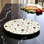 Themed Round Mango Wood Pizza/Serving Tray with Enamel Inlay