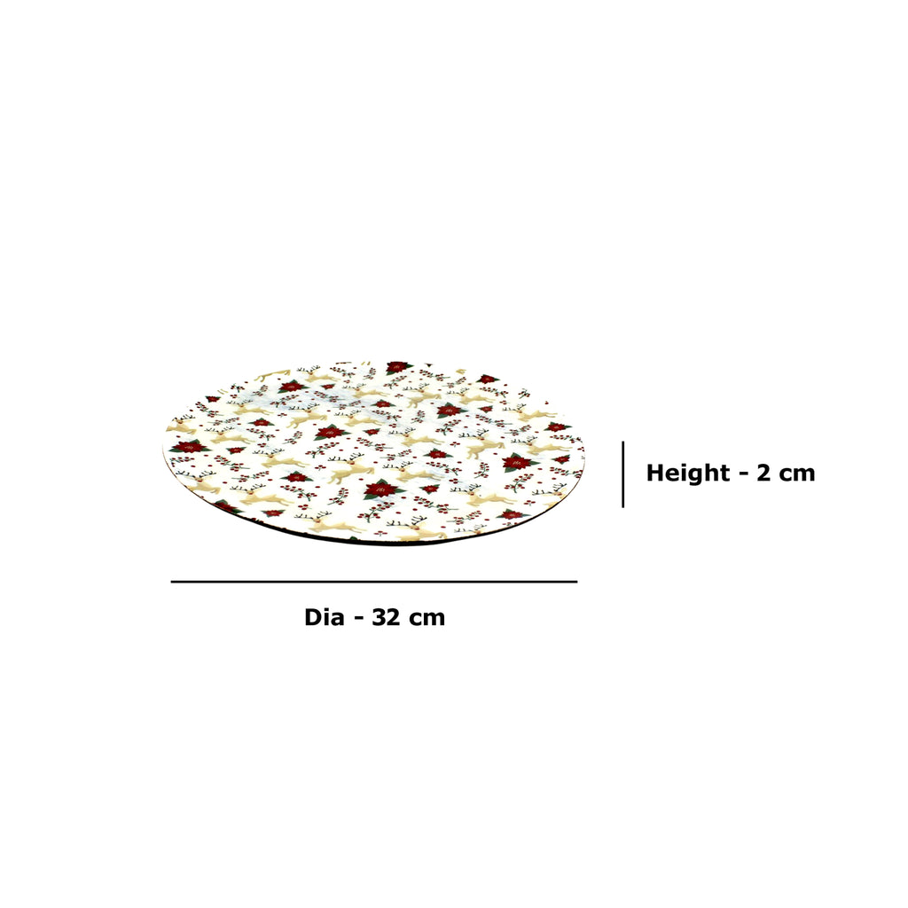 Themed Round Mango Wood Pizza/Serving Tray with Enamel Inlay