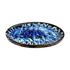 Wooden Decorative Tray with Blue Resin Art Inlay