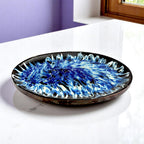 Wooden Decorative Tray with Blue Resin Art Inlay