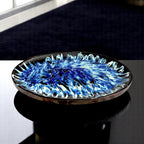 Wooden Decorative Tray with Blue Resin Art Inlay