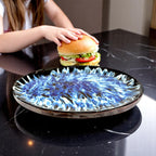 Wooden Decorative Tray with Blue Resin Art Inlay