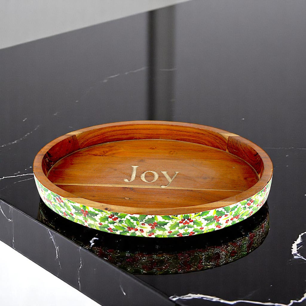 Wood Pizza/Serving Boar (Tray) with Enamel Inlay