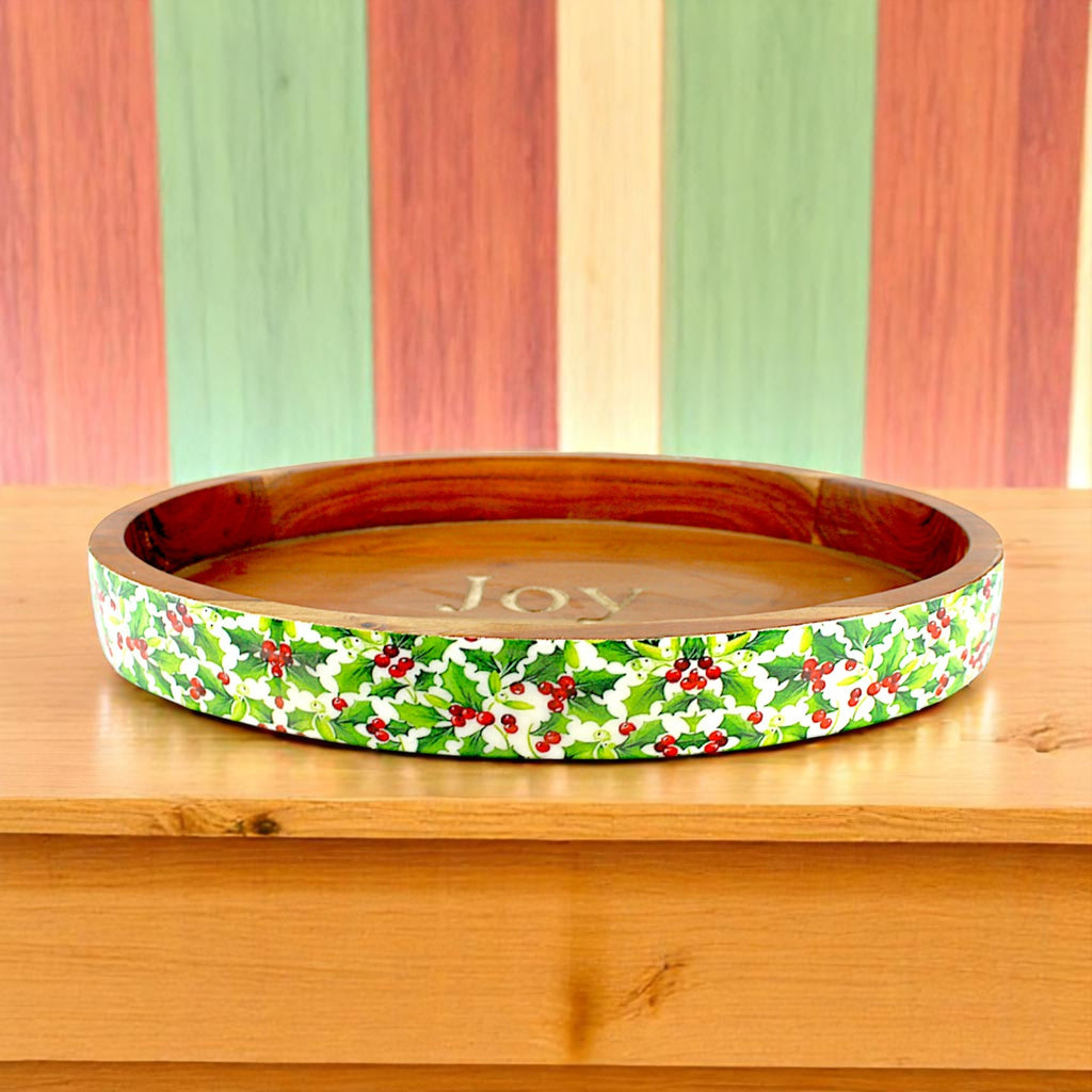 Wood Pizza/Serving Boar (Tray) with Enamel Inlay