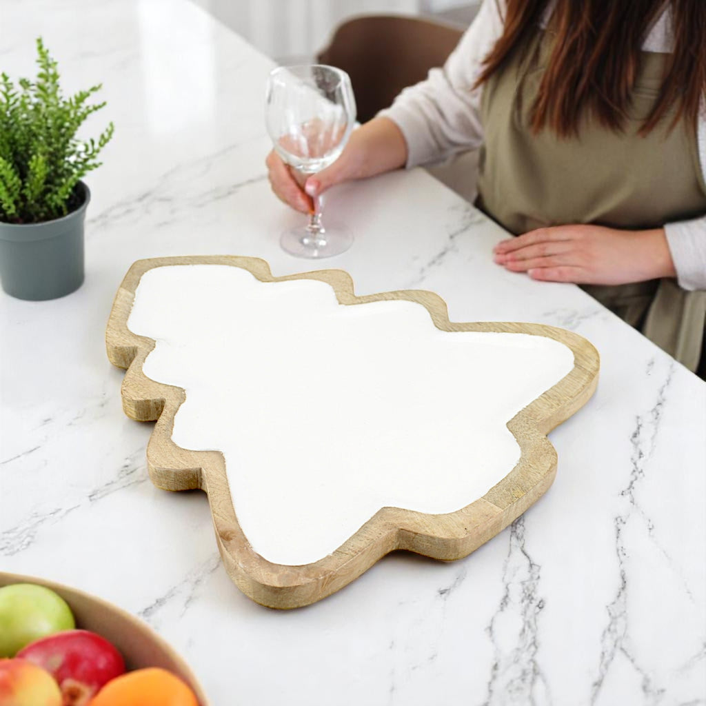 Wood Tree-Shaped Serving Tray