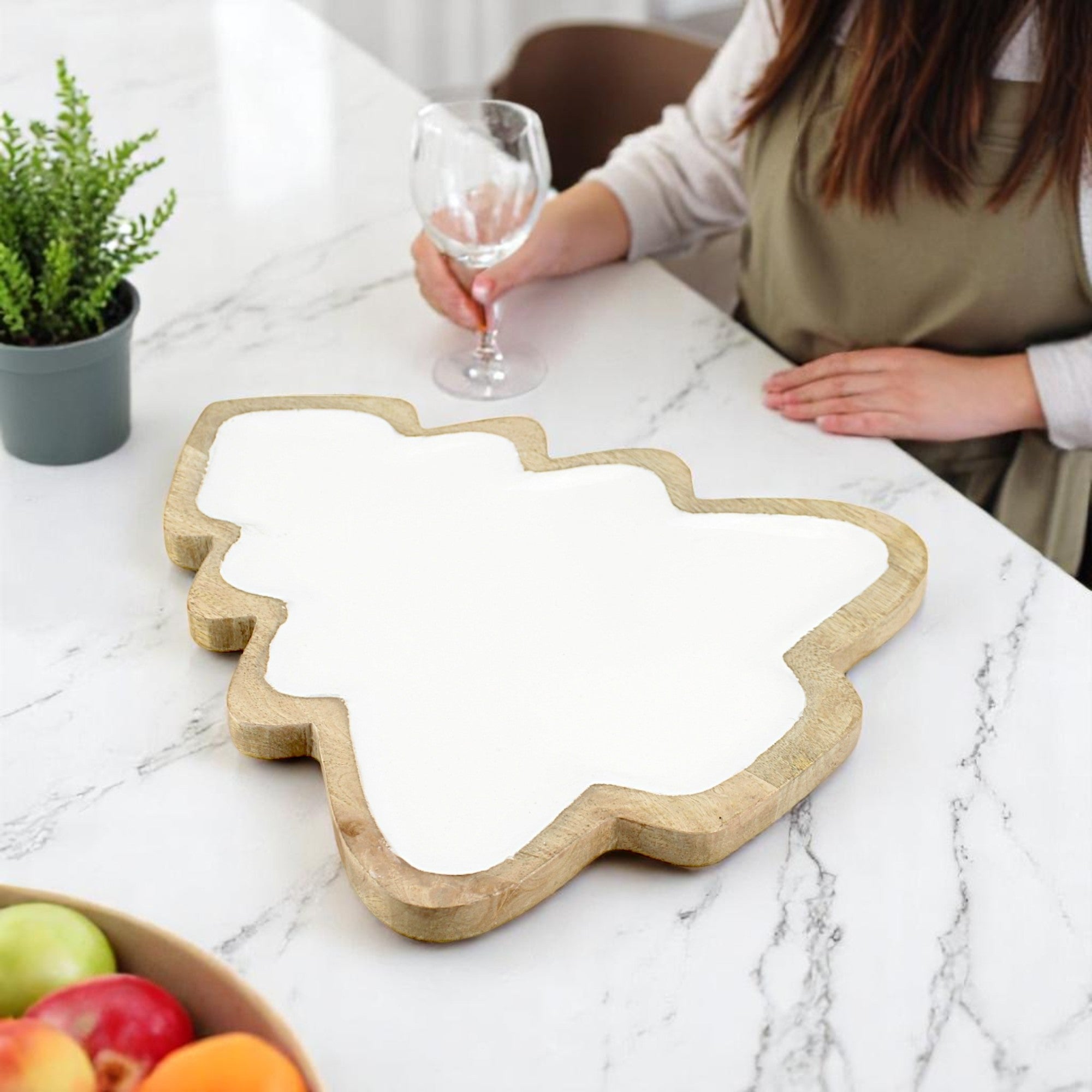 Wood Tree-Shaped Serving Tray