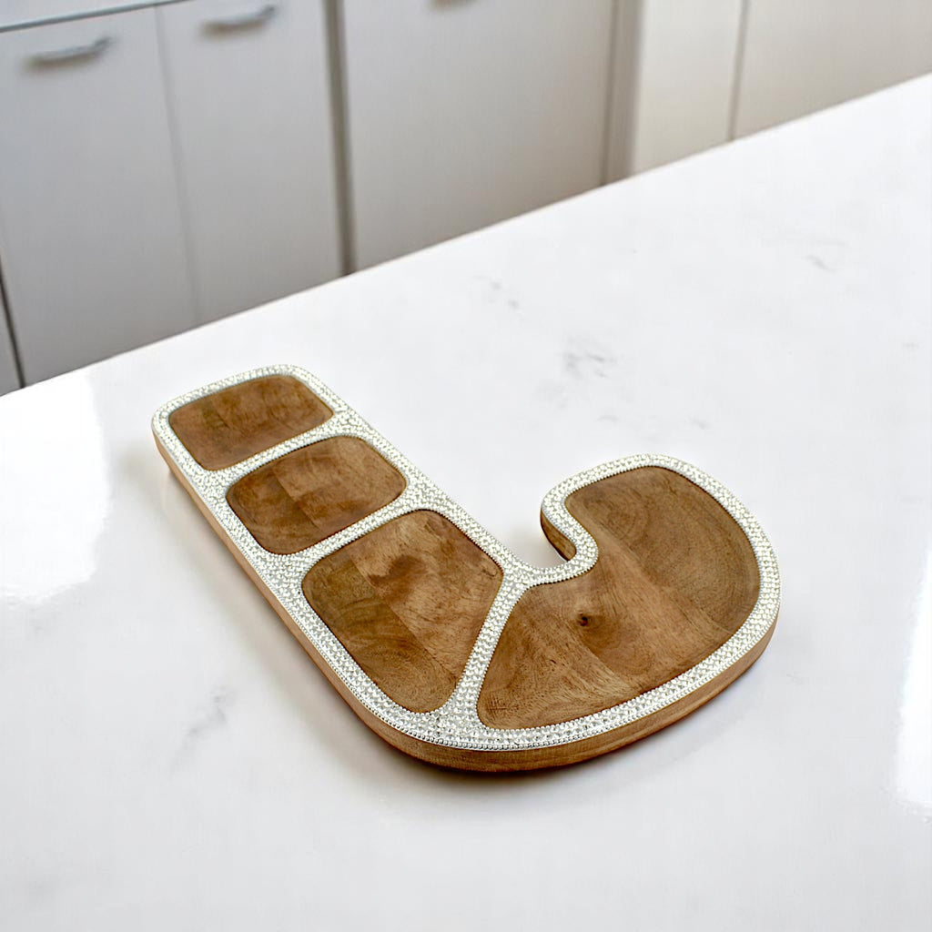 Wood  Christmas Tree-Shaped Red Serving Tray