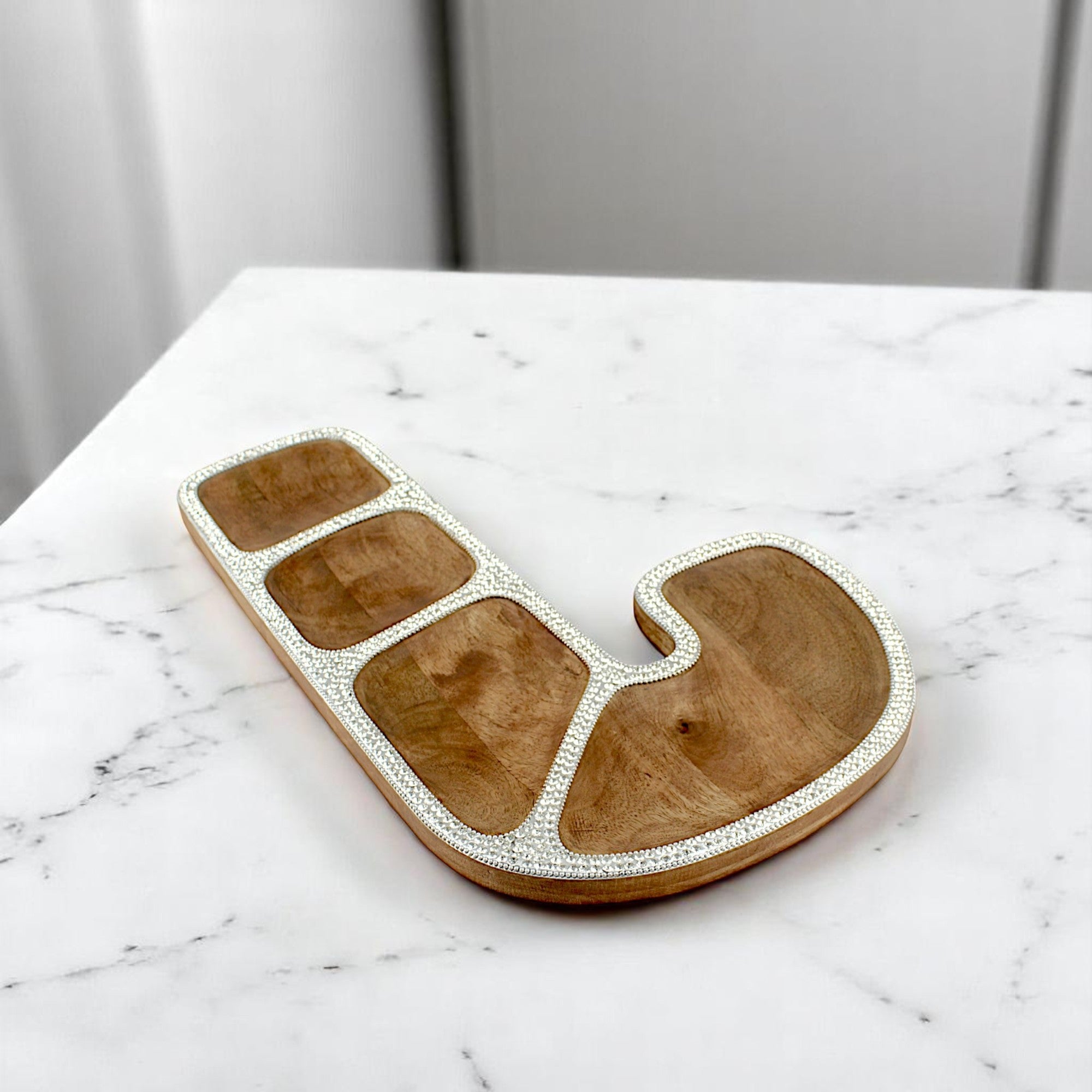 Wood  Christmas Tree-Shaped Red Serving Tray