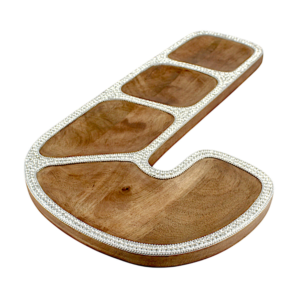 Wood  Christmas Tree-Shaped Red Serving Tray