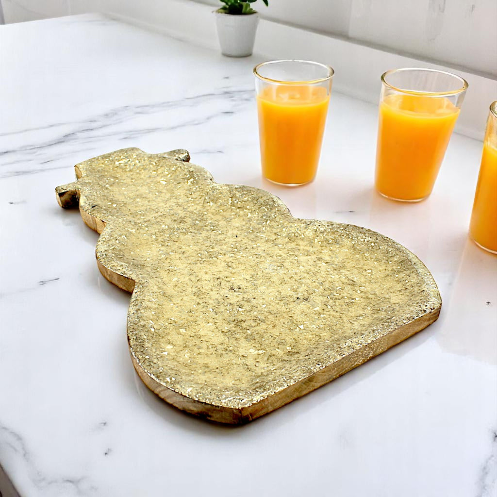 Mozek art  stylish design three aluminium bird beautiful look serving wooden Tray